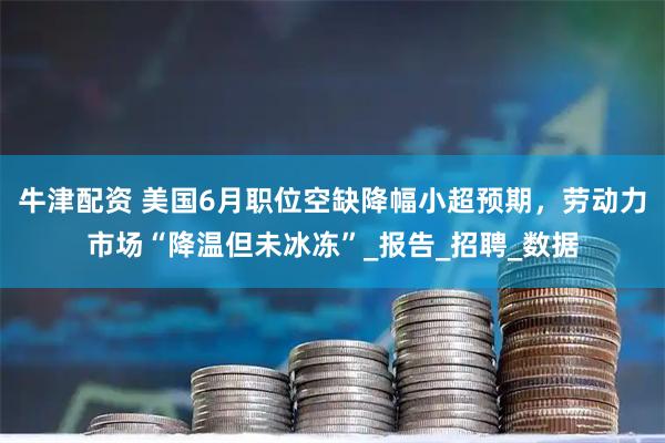 牛津配资 美国6月职位空缺降幅小超预期，劳动力市场“降温但未冰冻”_报告_招聘_数据