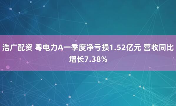 浩广配资 粤电力A一季度净亏损1.52亿元 营收同比增长7.38%